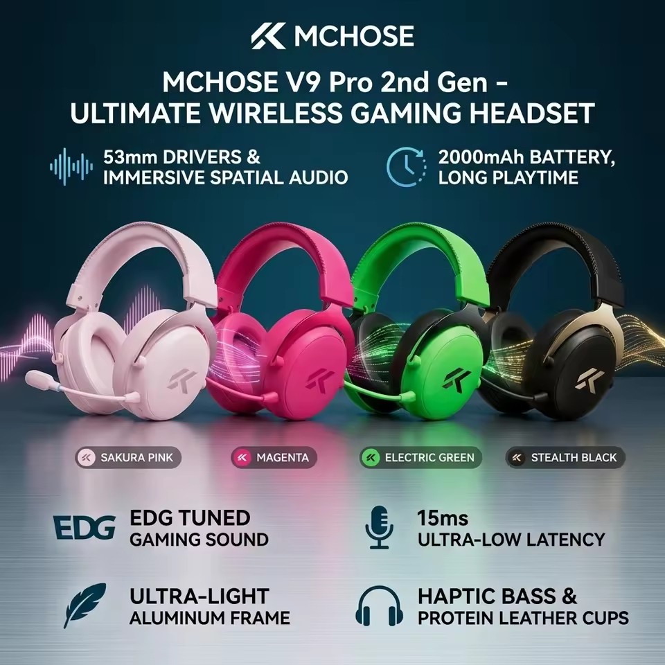 MCHOSE V9 Pro 2 E-sports  Wire - Anc Wireless Over Ear Headphones 评论和价格
